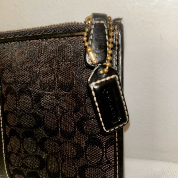 Coach Slim Black Signature Canvas & Leather Envelope Zipper Pouch/Clutch - Picture 2 of 9